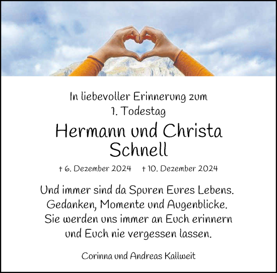 Traueranzeige von Christa Schnell von GESAMT