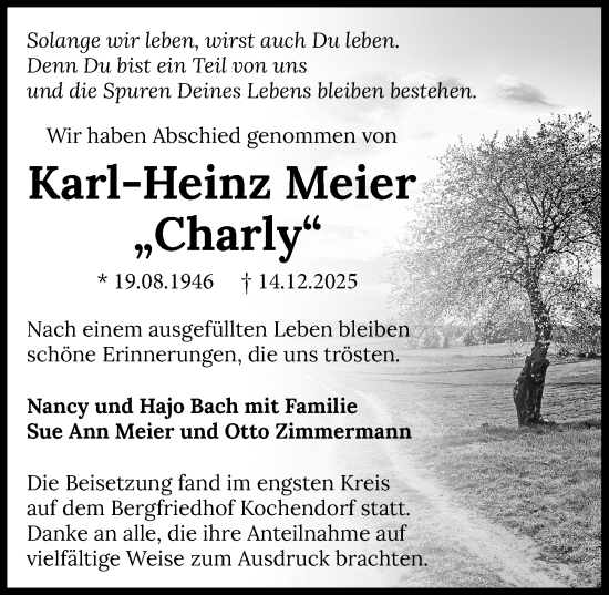 Traueranzeige von Karl-Heinz Meier von GESAMT