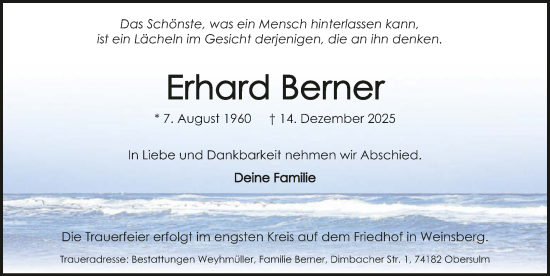 Traueranzeige von Erhard Berner von GESAMT