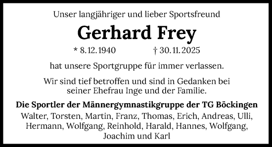 Traueranzeige von Gerhard Frey von GESAMT