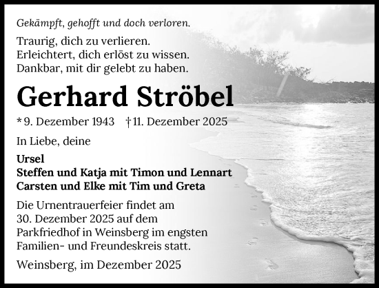Traueranzeige von Gerhard Ströbel von GESAMT