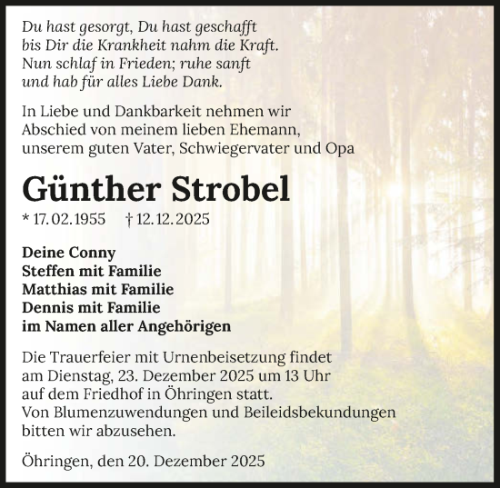 Traueranzeige von Günther Strobel von GESAMT