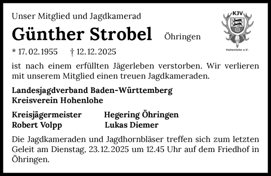Traueranzeige von Günther Strobel von GESAMT