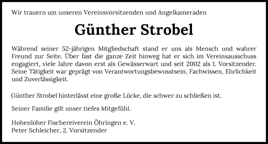 Traueranzeige von Günther Strobel von GESAMT