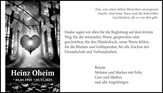 Traueranzeige von Heinz Oheim von GESAMT