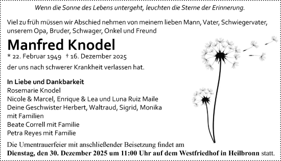 Traueranzeige von Manfred Knodel von GESAMT