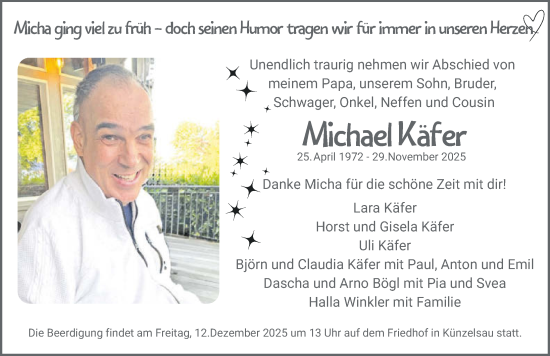 Traueranzeige von Michael Käfer von GESAMT