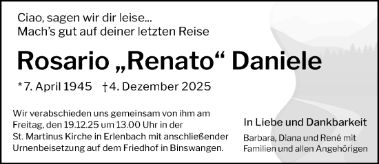 Traueranzeige von Rosario Daniele von GESAMT