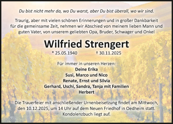 Traueranzeige von Wilfried Strengert von GESAMT