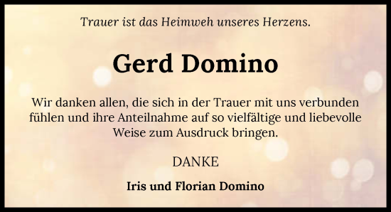 Traueranzeige von Gerd Domino von GESAMT