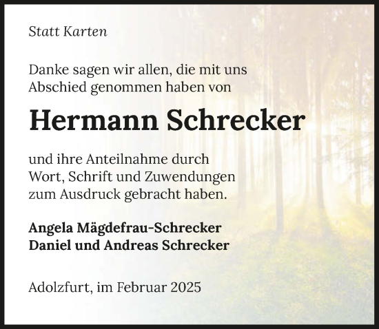 Traueranzeige von Hermann Schrecker von GESAMT
