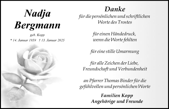 Traueranzeige von Nadja Bergmann von GESAMT