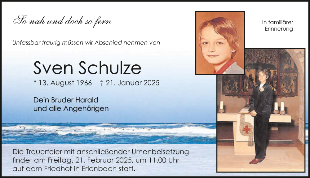  Traueranzeige für Sven Schulze vom 15.02.2025 aus GESAMT