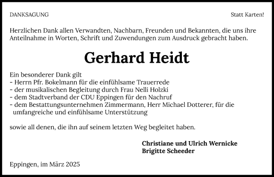 Traueranzeige von Gerhard Heidt von GESAMT