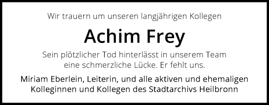 Traueranzeige von Achim Frey von GESAMT