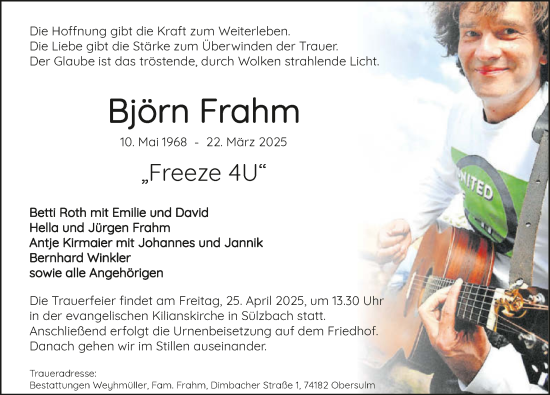 Traueranzeige von Björn Frahm von GESAMT