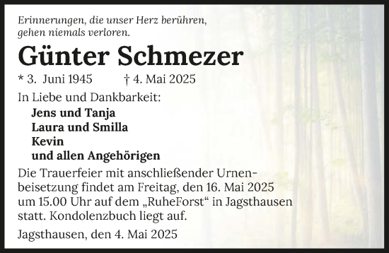 Traueranzeige von Günter Schmezer von GESAMT