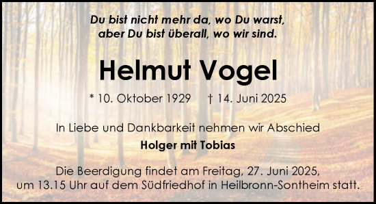 Traueranzeige von Helmut Vogel von GESAMT