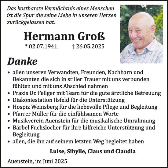 Traueranzeige von Hermann Grofd von GESAMT