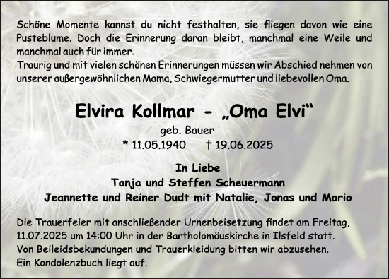 Traueranzeige von Elvira Kollmar von GESAMT