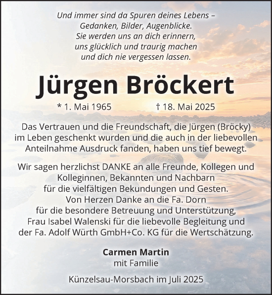 Traueranzeige von Jürgen Bröckert 