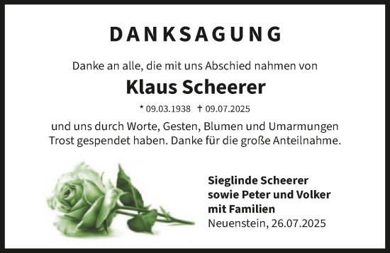 Traueranzeige von Klaus Scheerer von GESAMT