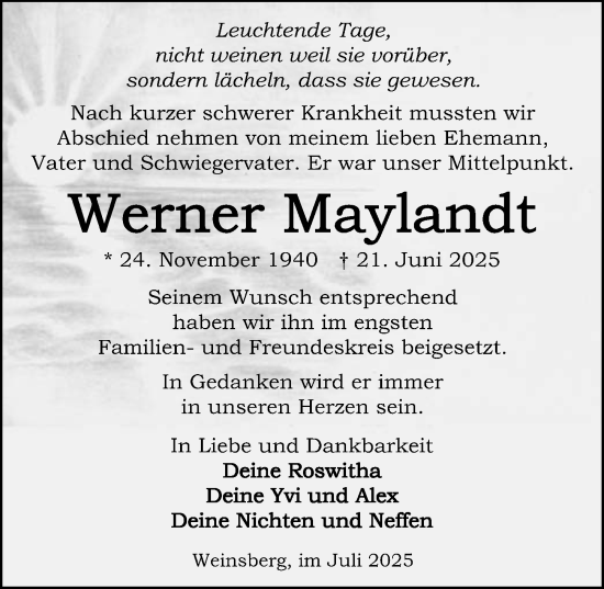 Traueranzeige von Werner Maylandt von GESAMT