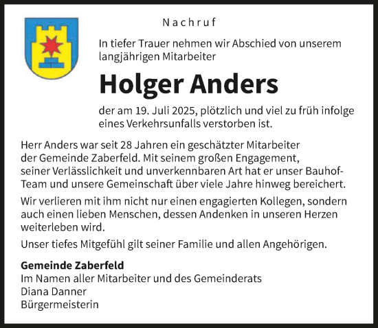 Traueranzeige von Holger Anders von GESAMT