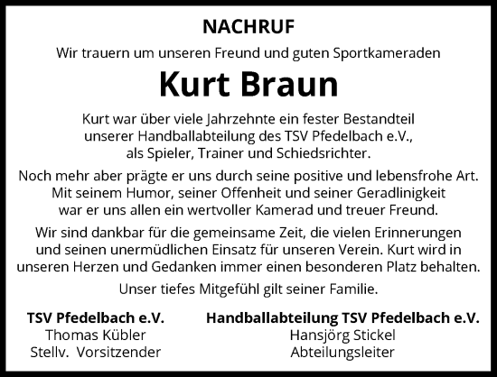 Traueranzeige von Kurt Braun von GESAMT