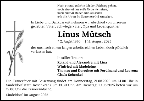 Traueranzeige von Linus Mütsch von GESAMT