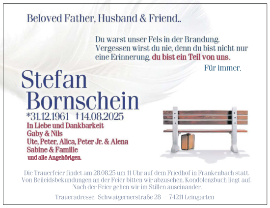 Traueranzeige von Stefan Bornschein von GESAMT