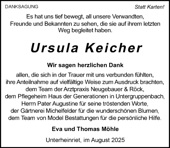 Traueranzeige von Ursula Keicher von GESAMT