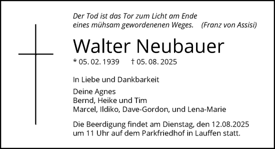 Traueranzeige von Walter Neubauer von GESAMT