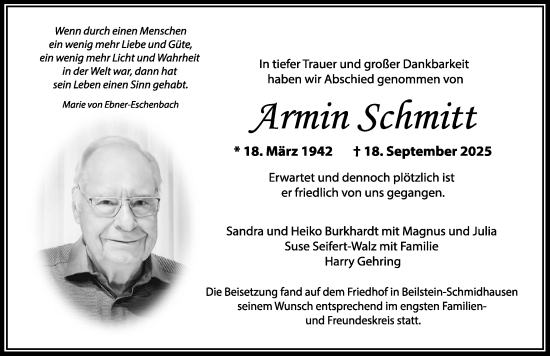 Traueranzeige von Armin Schmitt von GESAMT