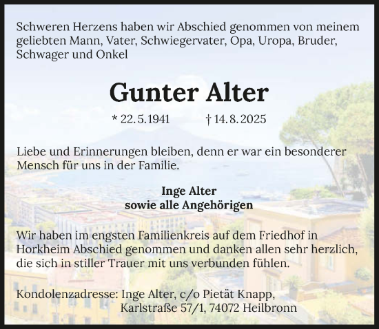 Traueranzeige von Gunter Alter von GESAMT