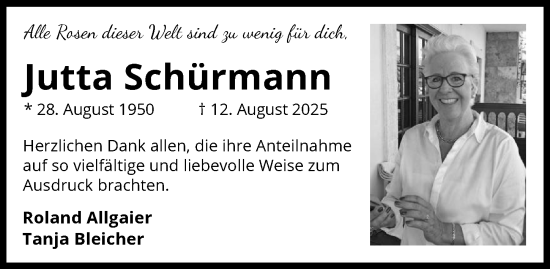 Traueranzeige von Jutta Schürmann von GESAMT