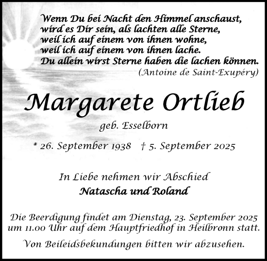 Traueranzeige von Margarete Ortlieb von GESAMT