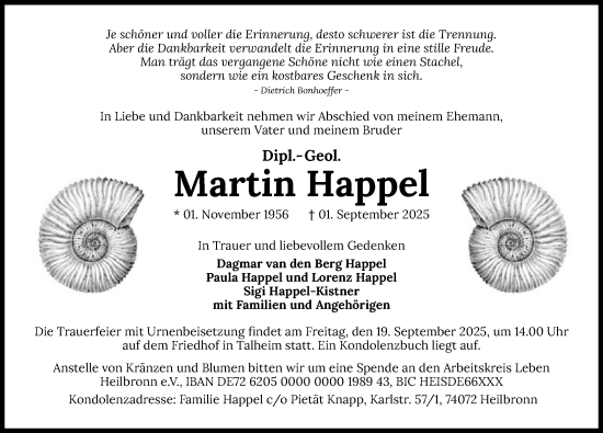 Traueranzeige von Martin Happel von GESAMT
