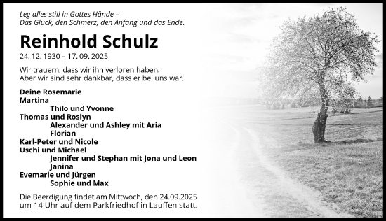Traueranzeige von Reinhold Schulz von GESAMT