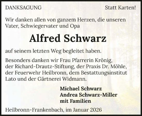 Traueranzeige von Alfred Schwarz von GESAMT