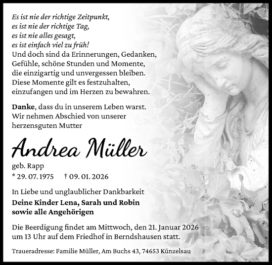 Traueranzeige von Andrea Müller von GESAMT