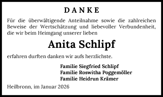 Traueranzeige von Anita Schlipf von GESAMT