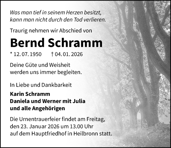 Traueranzeige von Bernd Schramm von GESAMT