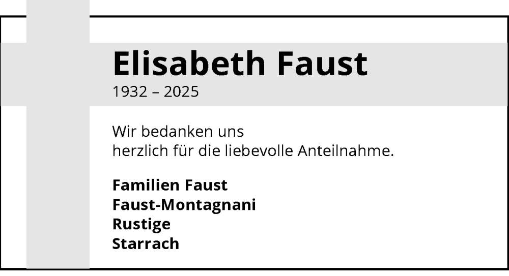  Traueranzeige für Elisabeth Faust vom 03.01.2026 aus GESAMT