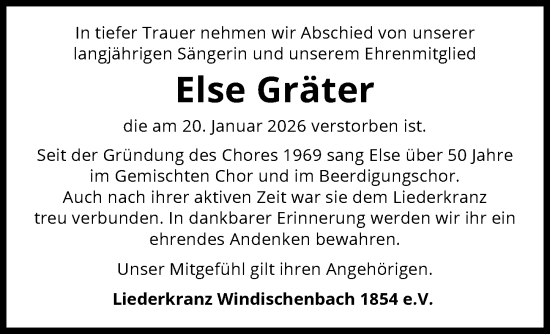 Traueranzeige von Else Gräter von GESAMT