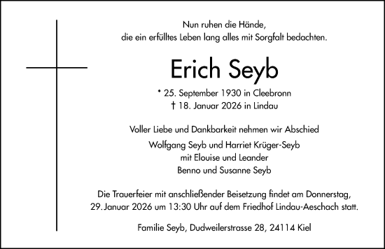 Traueranzeige von Erich Seyb von GESAMT