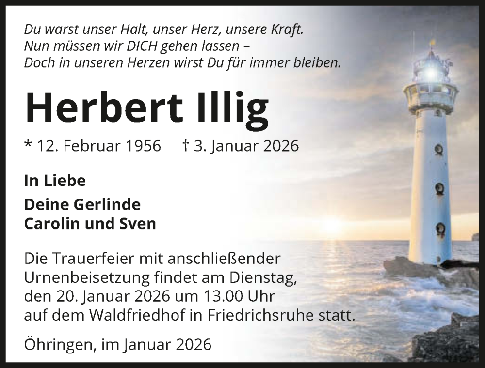  Traueranzeige für Herbert Illig vom 17.01.2026 aus GESAMT