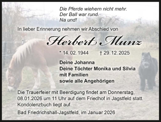 Traueranzeige von Herbert Munz von GESAMT