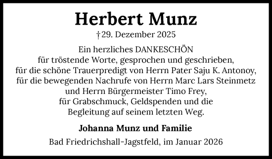 Traueranzeige von Herbert Munz von GESAMT