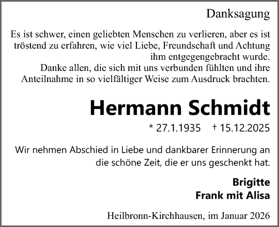 Traueranzeige von Hermann Schmidt von GESAMT